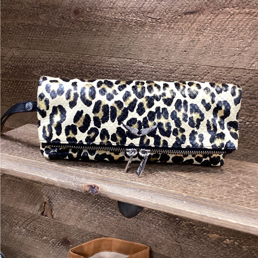 Zadig & Voltaire Leopard Print Clutch with Black Interior